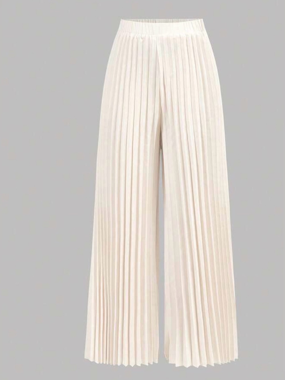 Pleated Cream Midi Wide Leg Pants